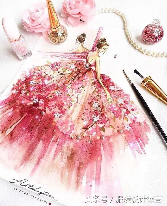 时装手绘|用指甲油画出高定时装的新加坡女插画师ChanClayrene