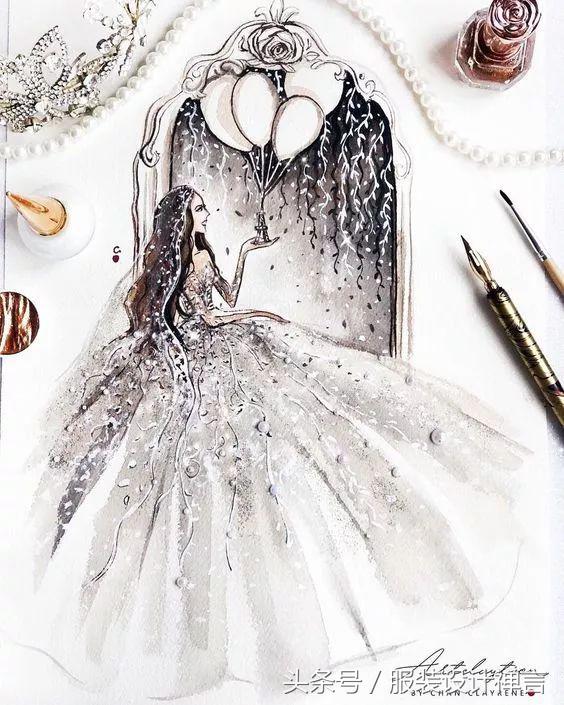 时装手绘|用指甲油画出高定时装的新加坡女插画师ChanClayrene