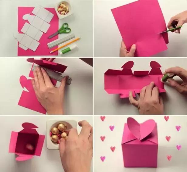 创意折纸爱心手工,手工折纸大全爱心收纳盒的折法