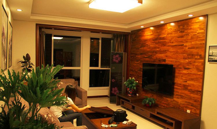 实木地板做电视墙,用木地板做电视墙