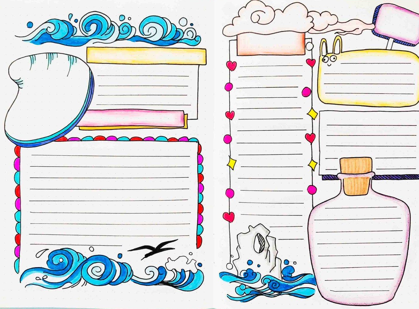 海洋主题手抄报英语版,海洋主题手抄报的图片没有字