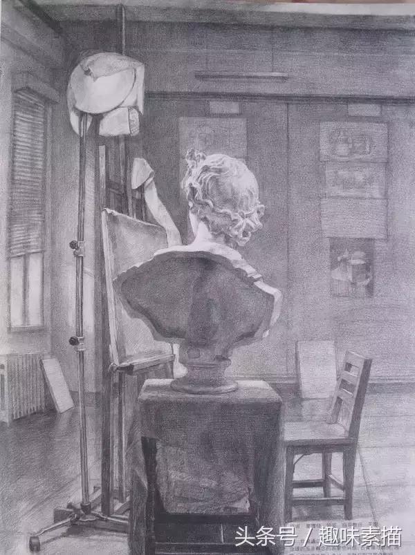 央美素描高分作品,央美高分卷素描半身像