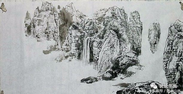 一整幅山水画画法教学a4纸,泼墨山水画技法竖幅