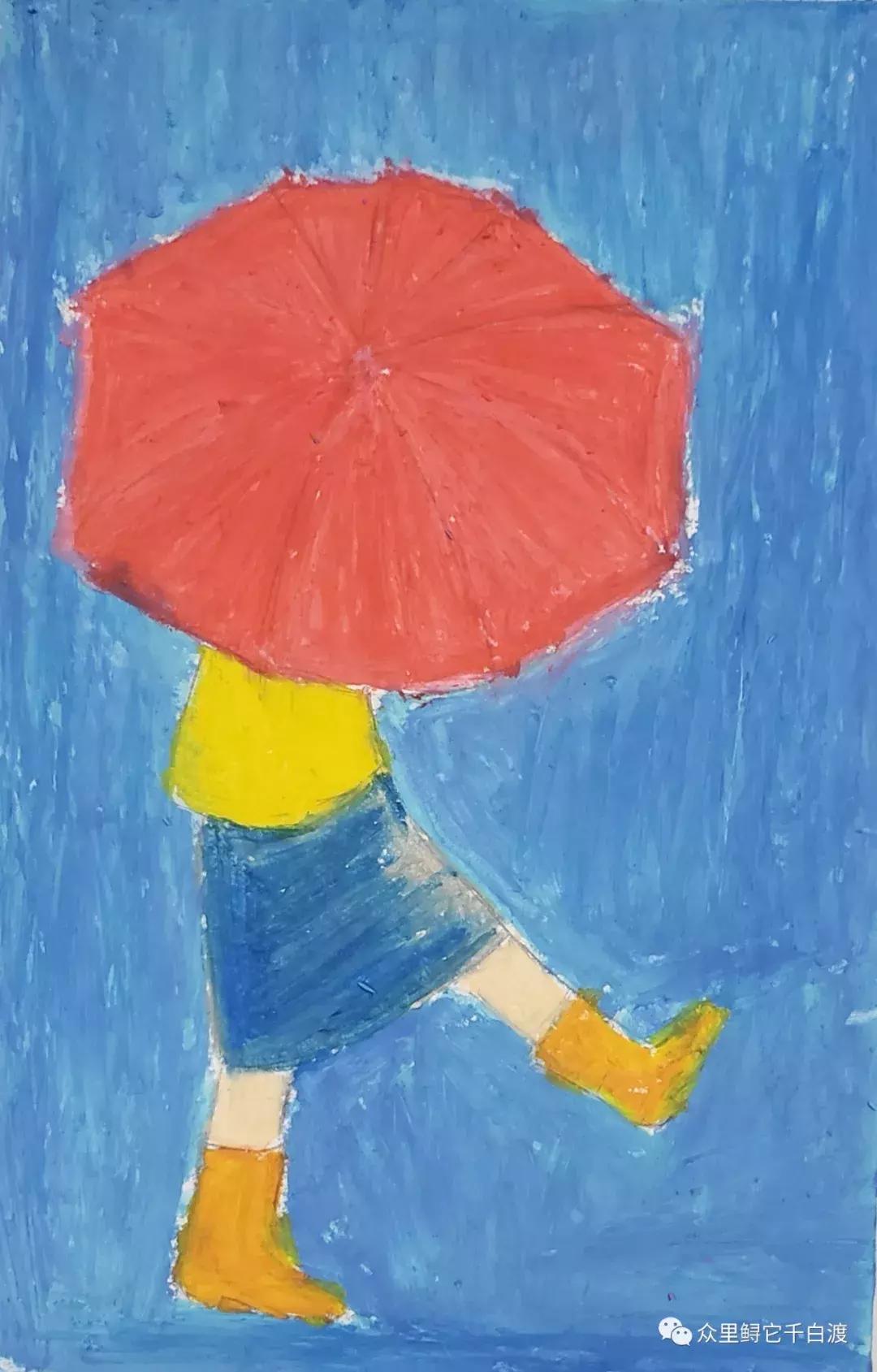 粉色日落油画棒教程,下雨天油画棒教程