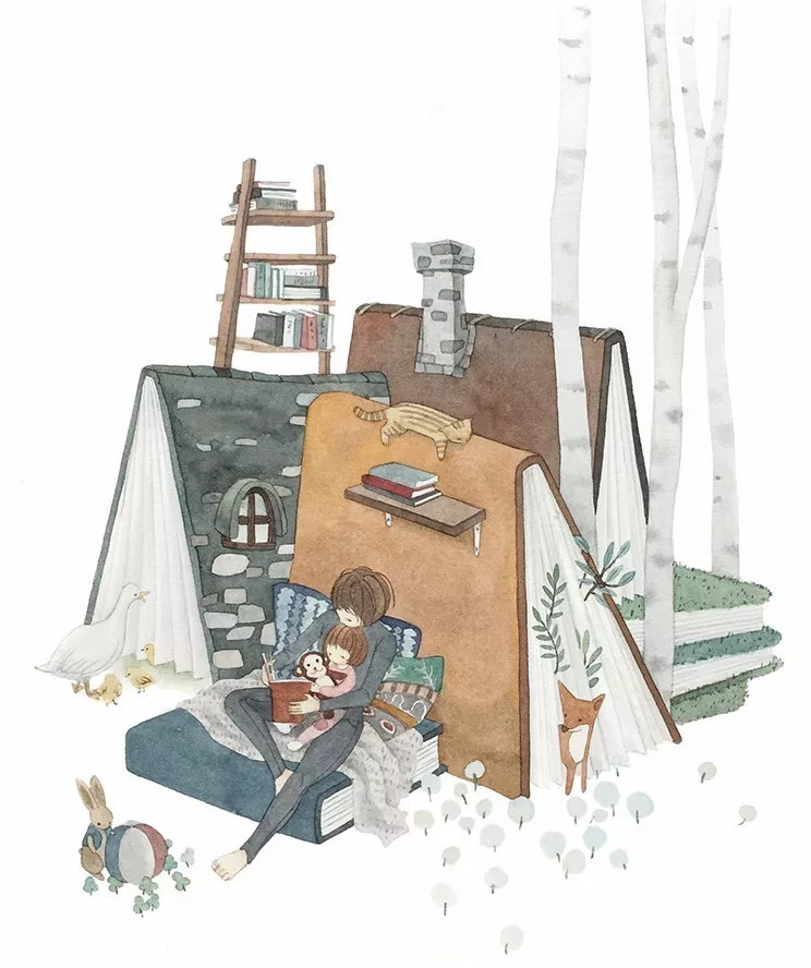 手绘妈妈和女儿的日常生活，温暖而感人