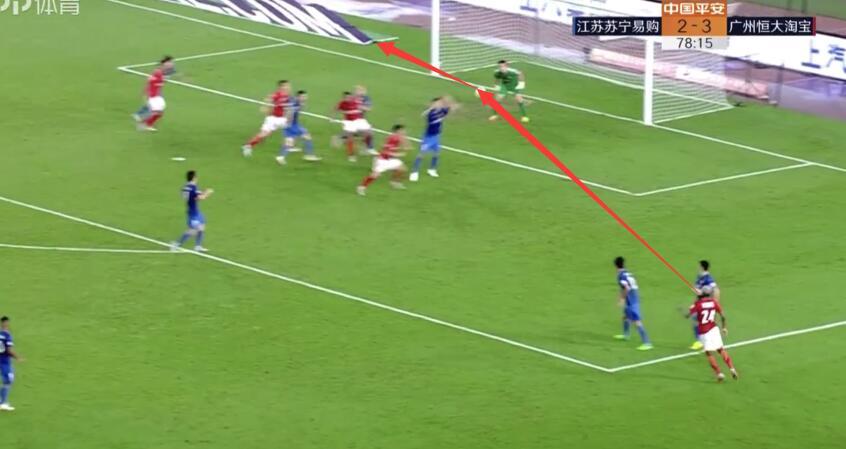 恒大回传失误,塔利斯卡传中