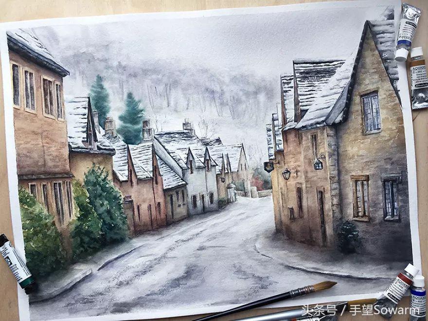 理工科妹子自学水彩2年，画出的城市让你国庆想去俄罗斯！