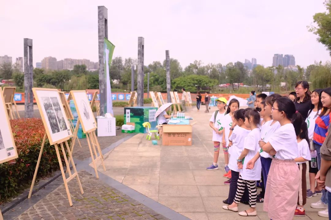 绿·道——天府绿道采风写生作品展巡展亮相锦城湖，小朋友们写生忙