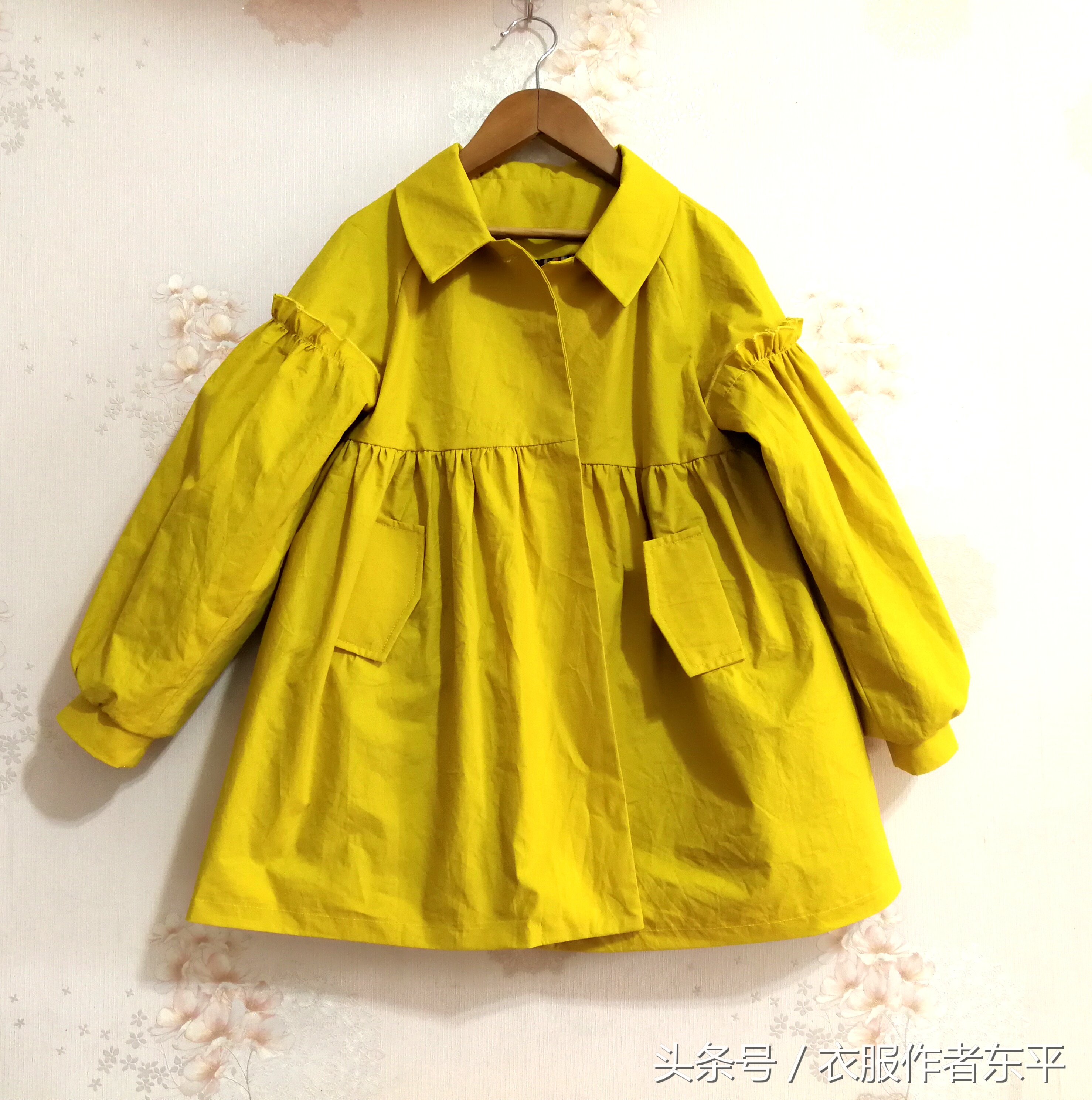 女童插肩袖棉袄裁剪教程,女童插肩袖呢大衣裁剪图