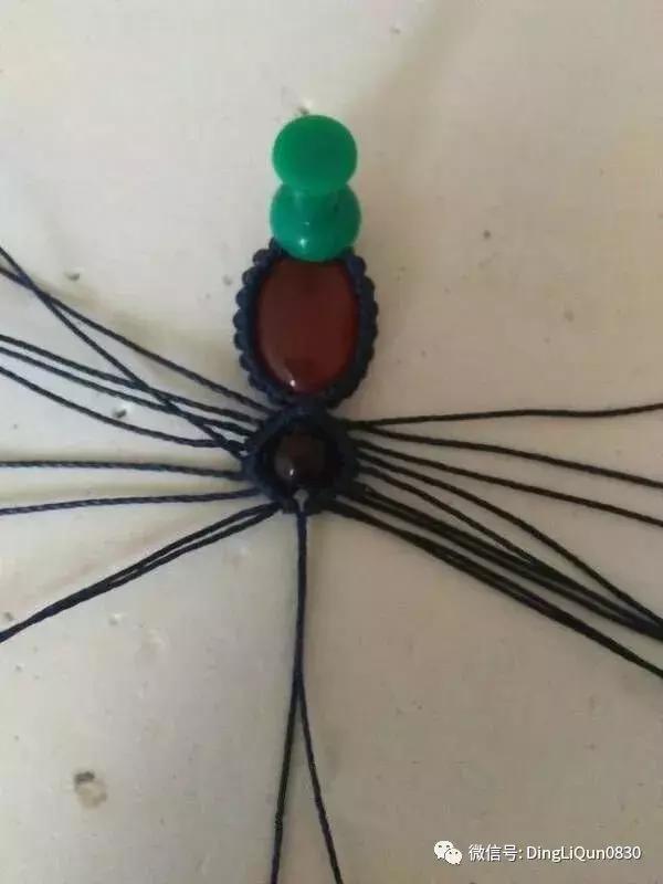 绳编宝石吊坠教程,石头吊坠穿珠子编绳教程