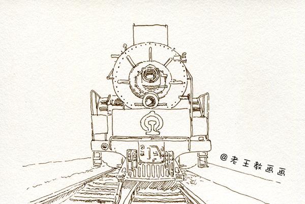 怎么画火车头水彩,写生水彩火车头