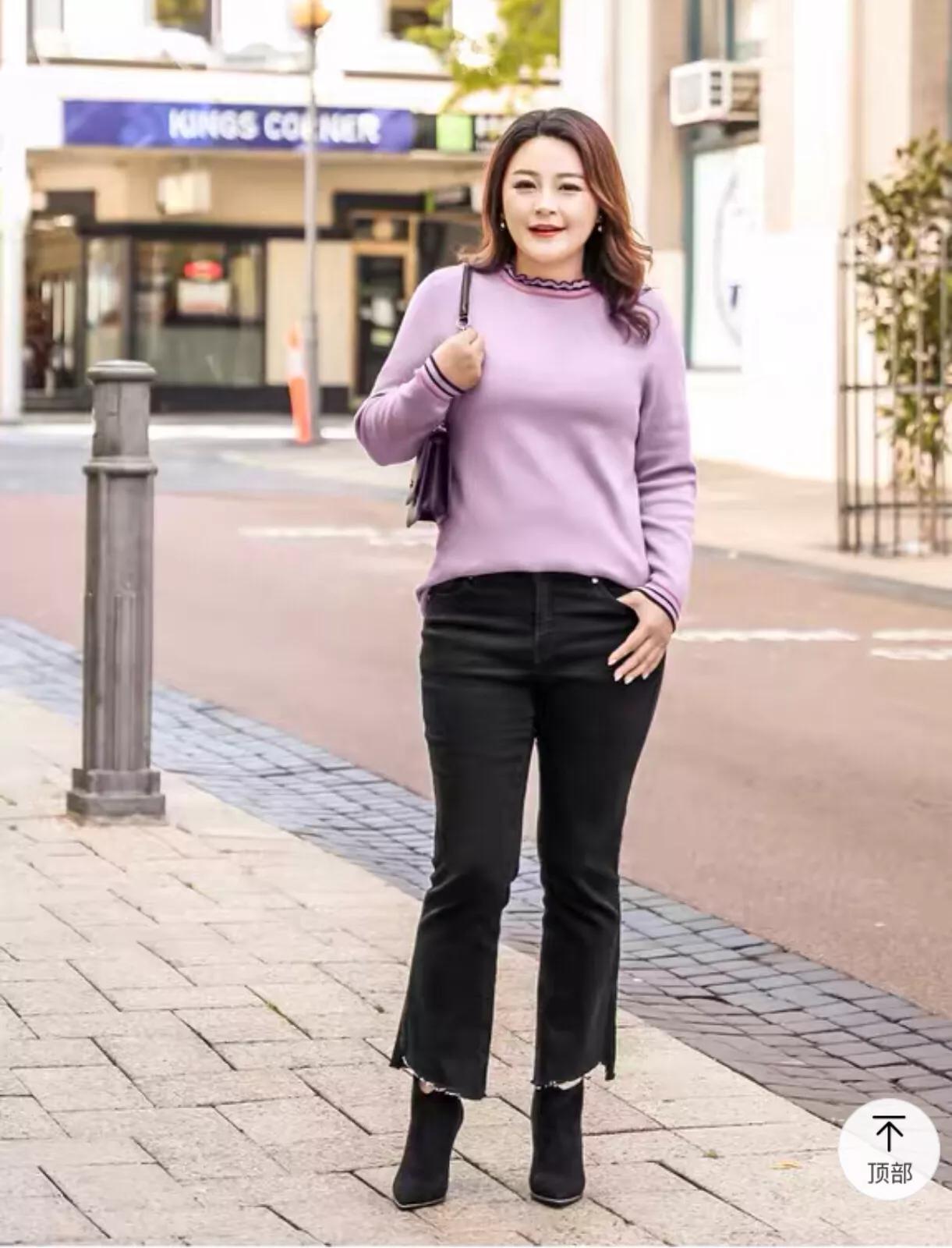 大码打底衫胖mm冬加绒毛衣,秋冬胖mm宽松显瘦内搭毛衣打底衫