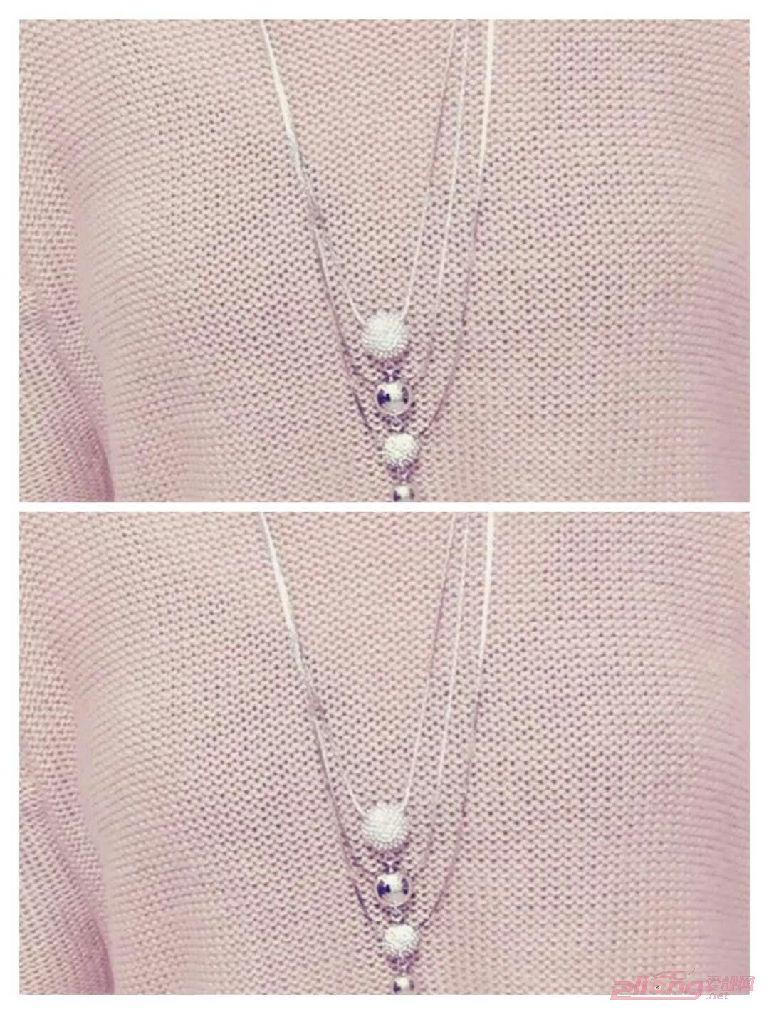 针织衫配上一条美美哒项链，胸前的风景，点缀的是整个秋冬