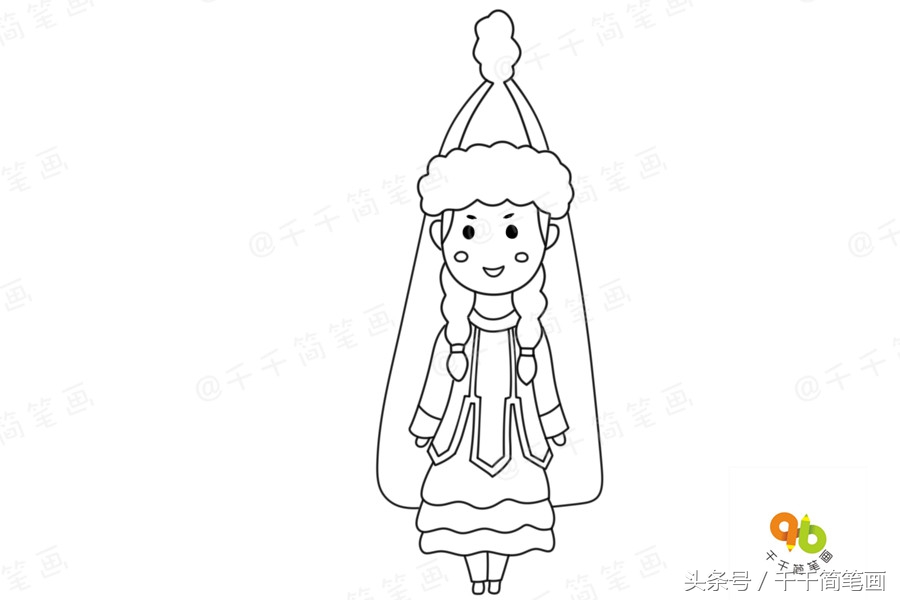 少数民族简笔画服饰怎么涂色,最具代表的民族服饰简笔画