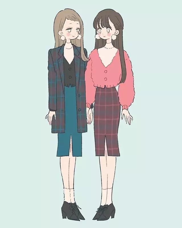 手绘漫画人物的衣服搭配,日系春季搭配手绘漫画