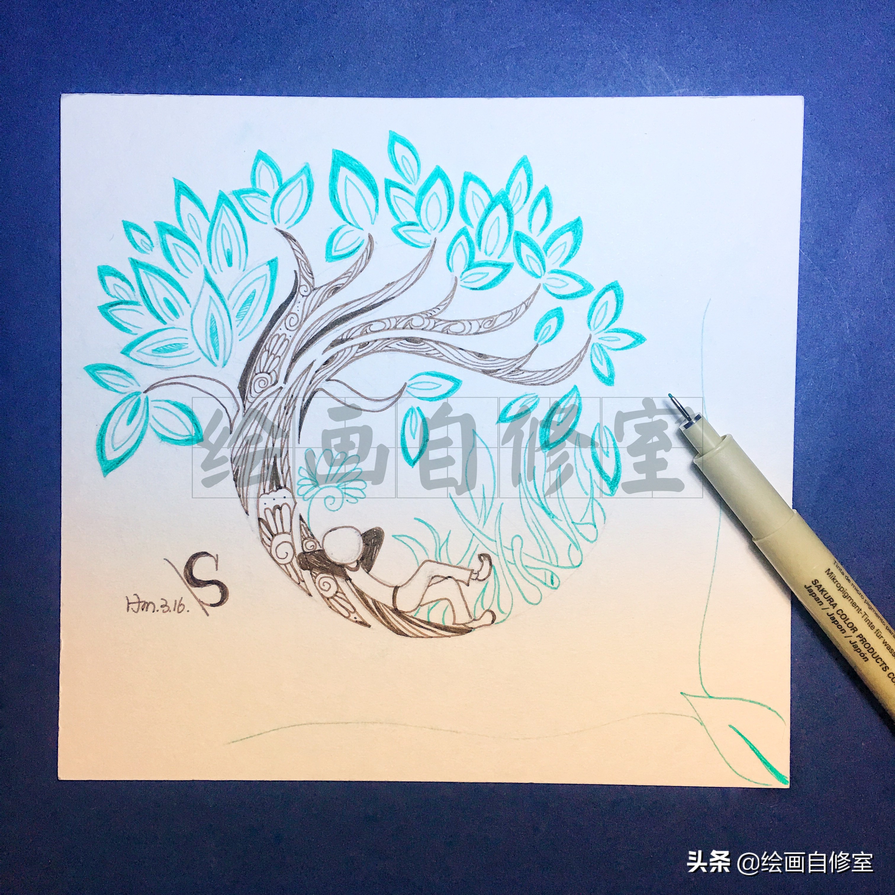 用不同线条创作一幅美丽的画,用铅笔和橡皮画出美丽的画