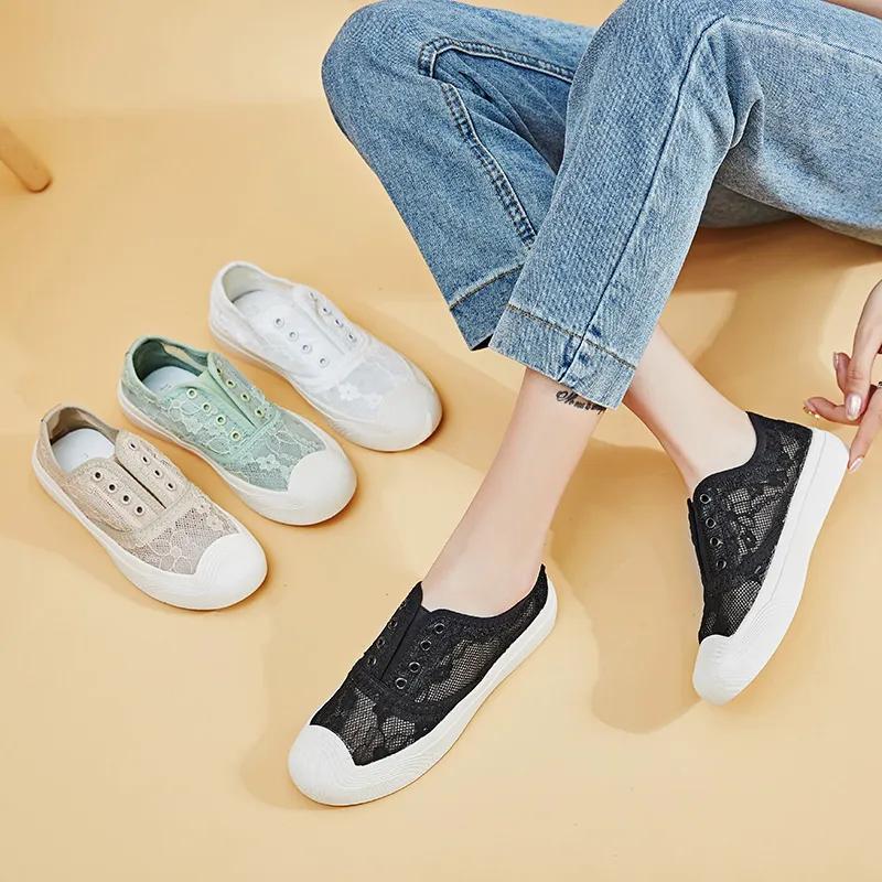 春款透气蕾丝懒人鞋,蕾丝亚麻懒人鞋