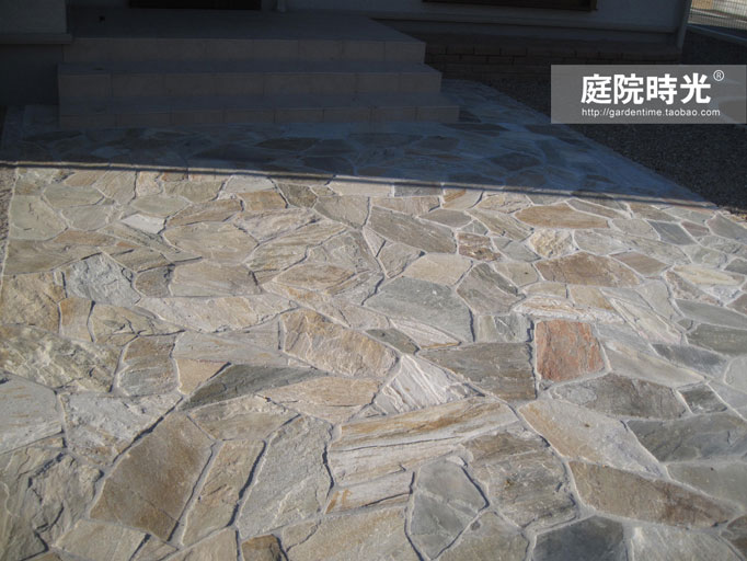 中式庭院古代老石板铺装,庭院铺装样式区域颜色搭配