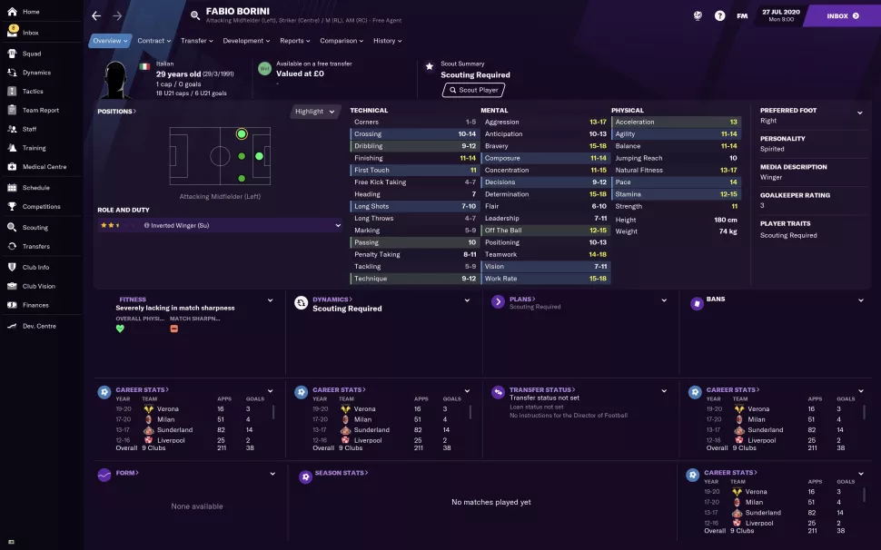 fm2021各位置最强球员排行,fm2021自由球员