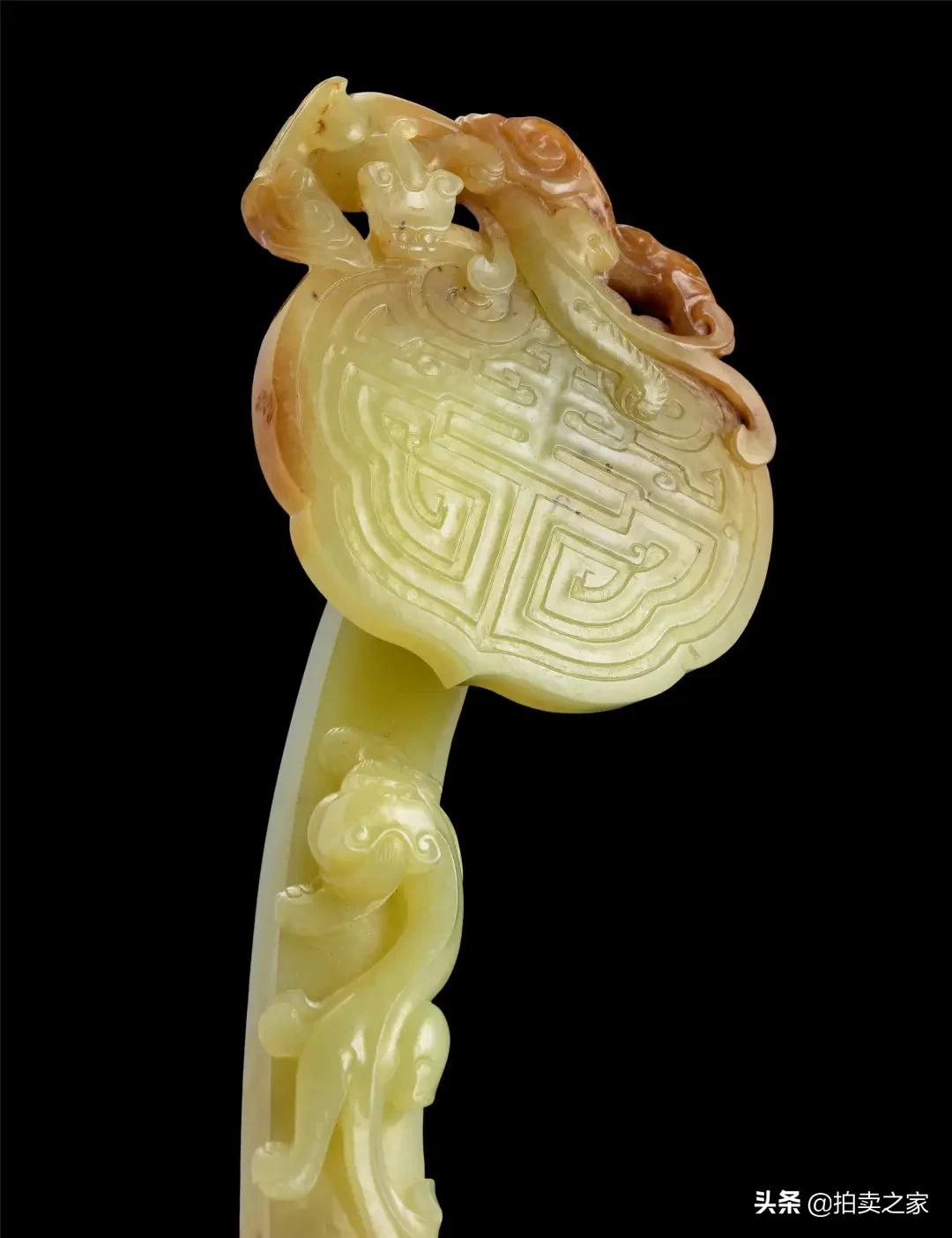 博物馆鉴赏乾隆玉雕,清乾隆白玉玉雕灵芝如意