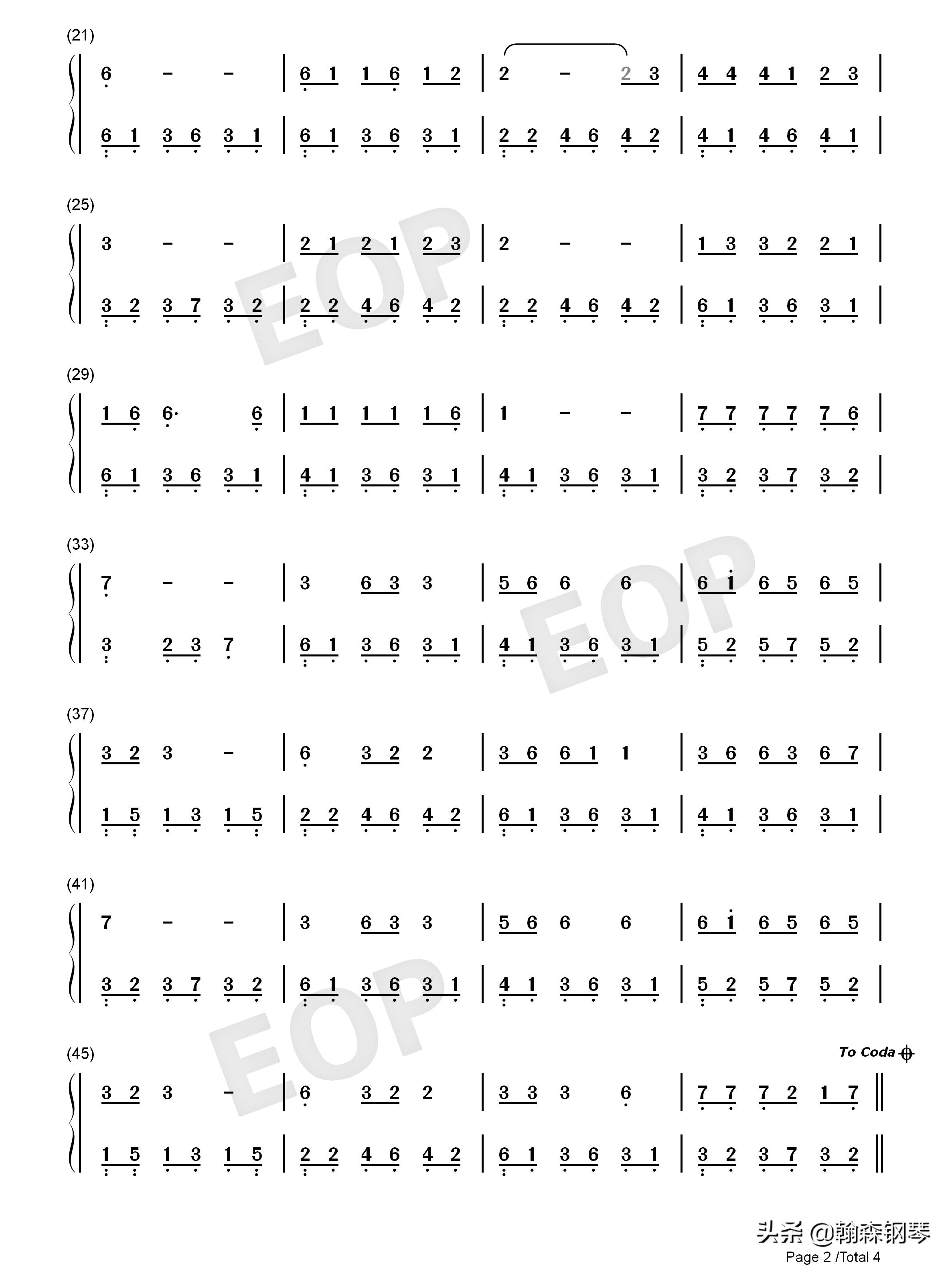 丁香花钢琴简谱左右手图文,钢琴曲丁香花五线谱简易版