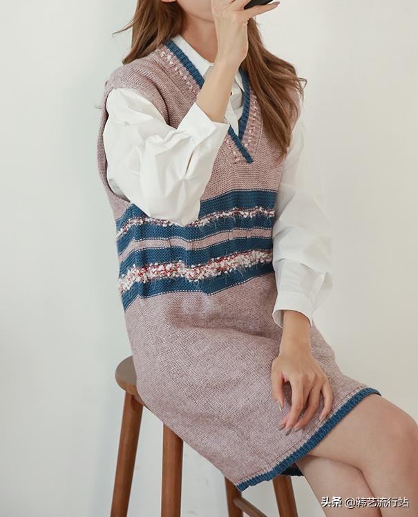 新款韩系秋冬针织毛衣,韩系软糯感浅蓝色针织毛衣