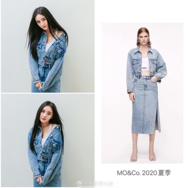 杨幂现在超美穿修身白裙配波浪卷,杨幂穿搭发光短裤