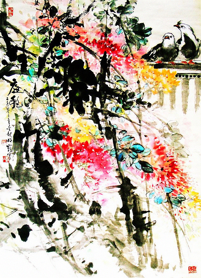 陈明谋国画作品欣赏,繁中手绘