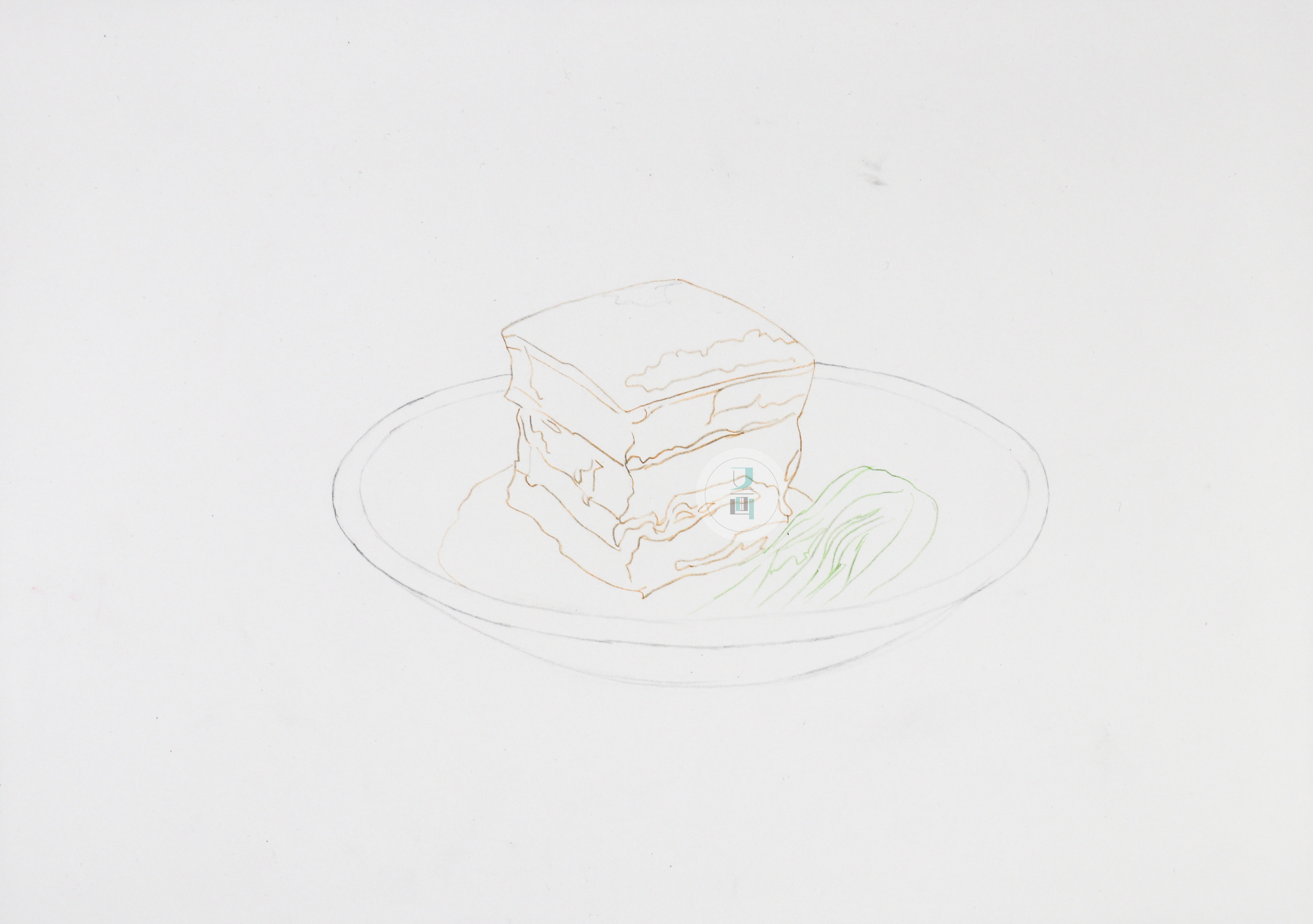 东坡肉绘画马克笔上色教程,彩铅东坡肉2代