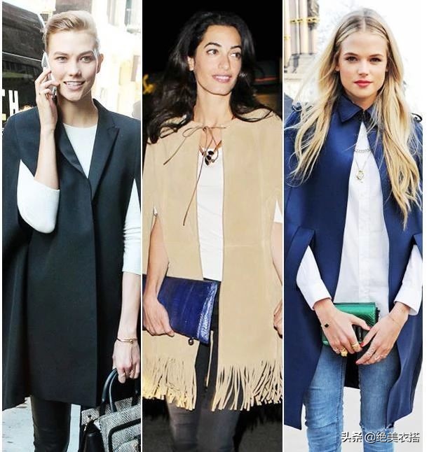 冬季洋气斗篷长款,秋冬披肩斗篷穿搭