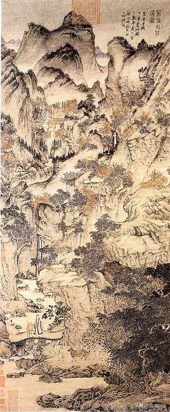 元代王蒙山水画手卷真品,元代画家王蒙的山水画