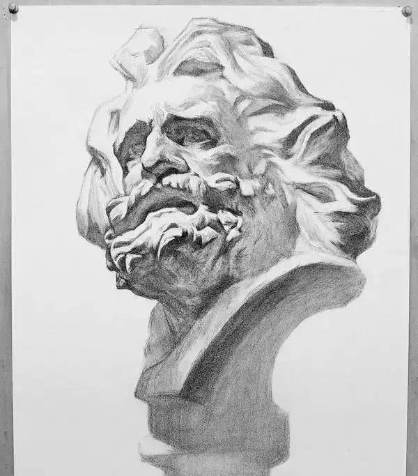 海盗侧面素描石膏头像步骤,素描石膏几何体组合