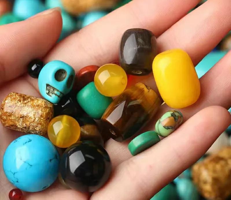 高端毛衣链玉石珠串吊坠,珍珠毛衣链配黄金小配饰