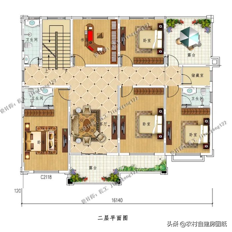 乡下二层小别墅设计带车库,农村二层大方实用的小别墅设计图