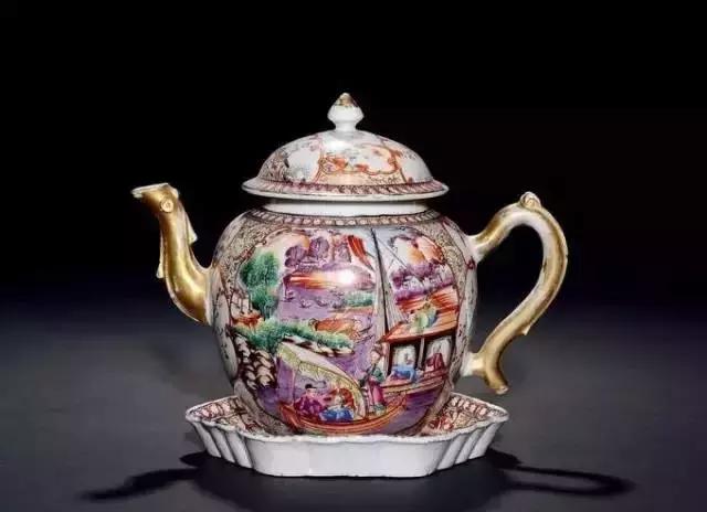 中国古漆器茶壶,古青花瓷茶壶