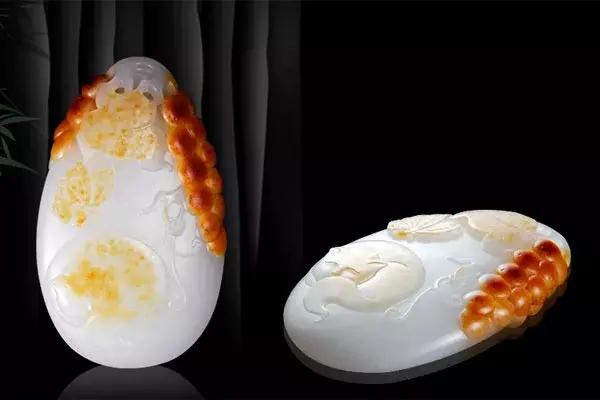 俏色羊脂美玉，美皮玉雕更美