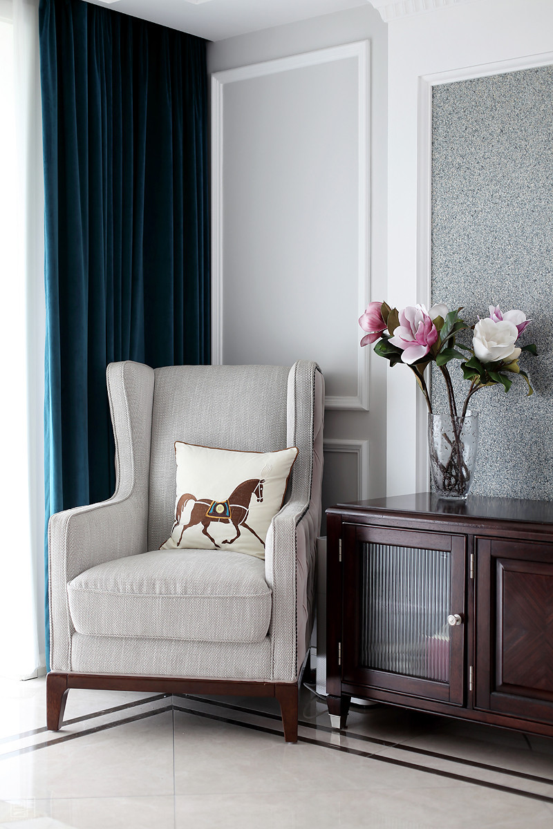 135平方米美式3房2厅精装修效果图,110平的美式风格三居清新优雅