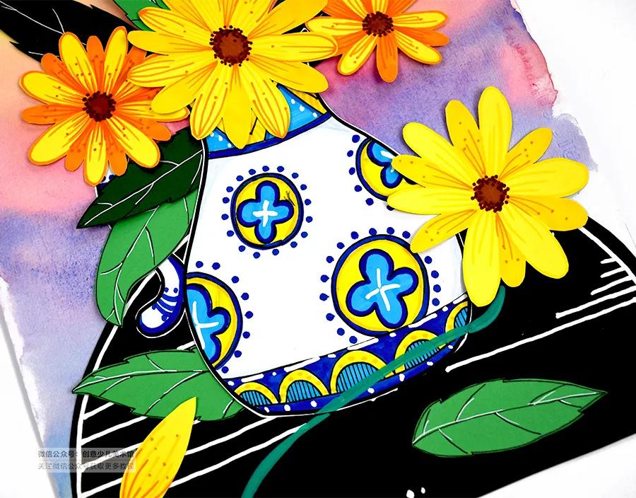 儿童画静物花卉,以花朵为主题的儿童画色彩丰富