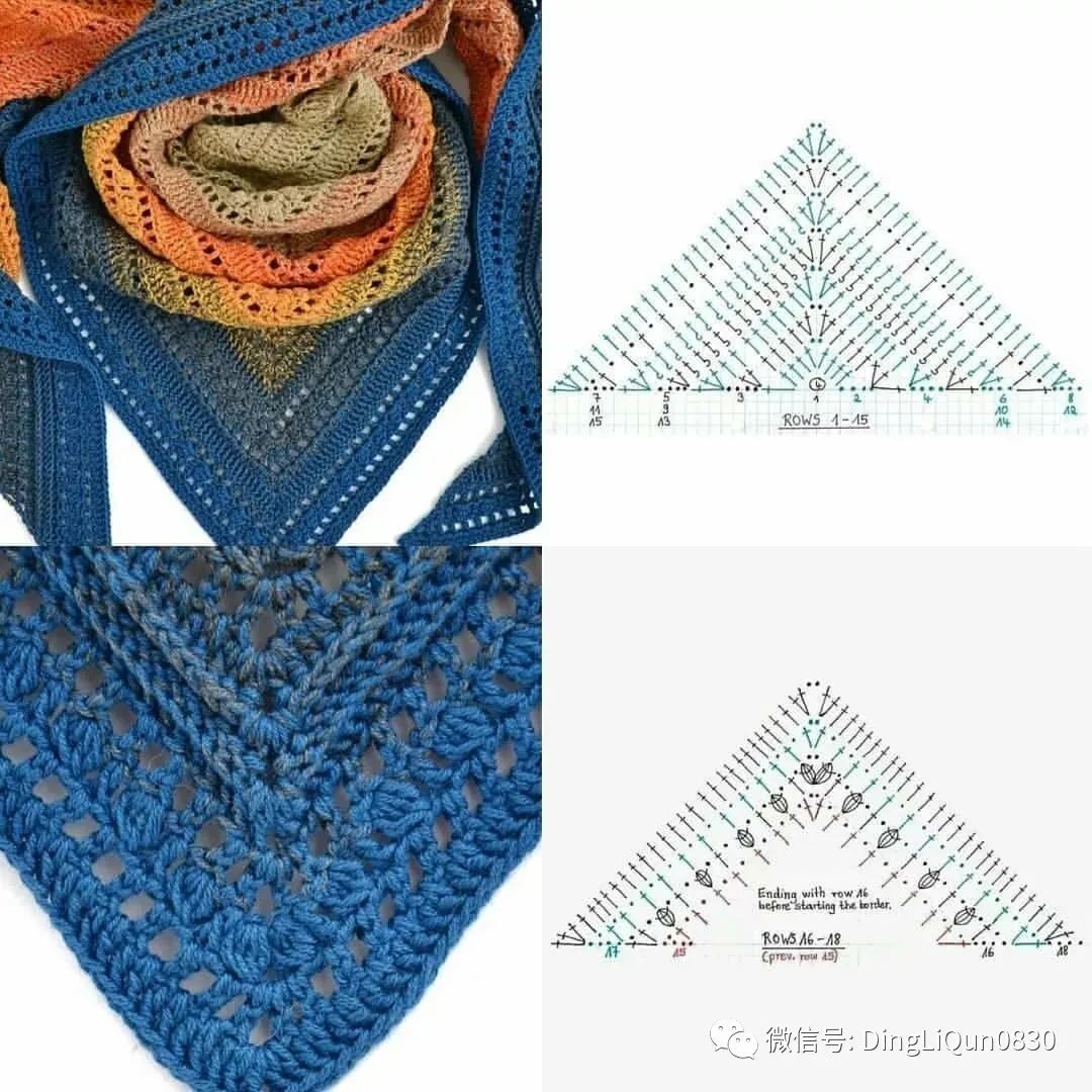 钩针钩贵夫人披肩最新花样图解,钩针夏河颜半圆形披肩图解