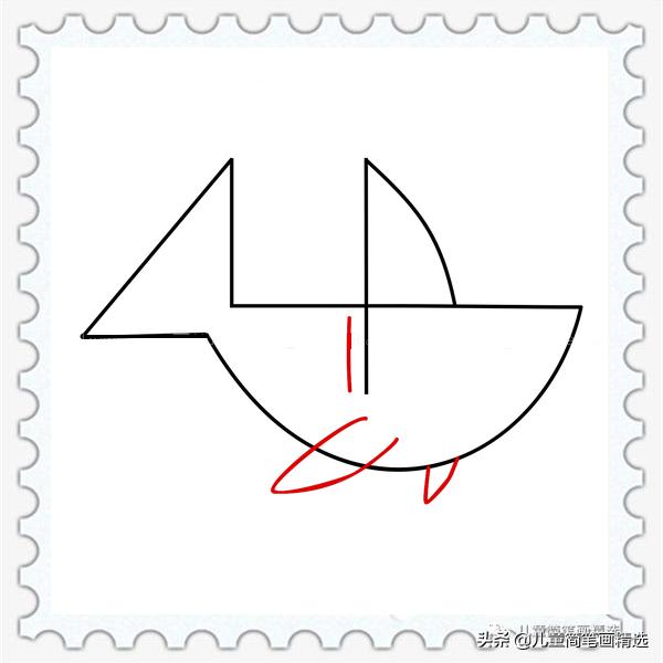 儿童简笔画精选-用数字“4”画鲨鱼（Shark）
