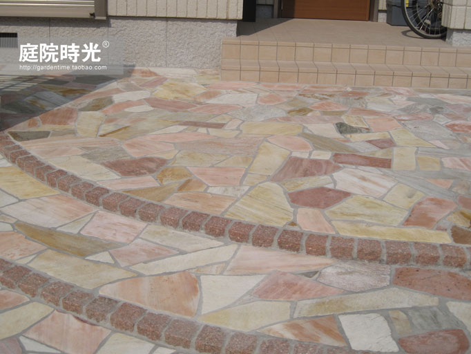 中式庭院古代老石板铺装,庭院铺装样式区域颜色搭配