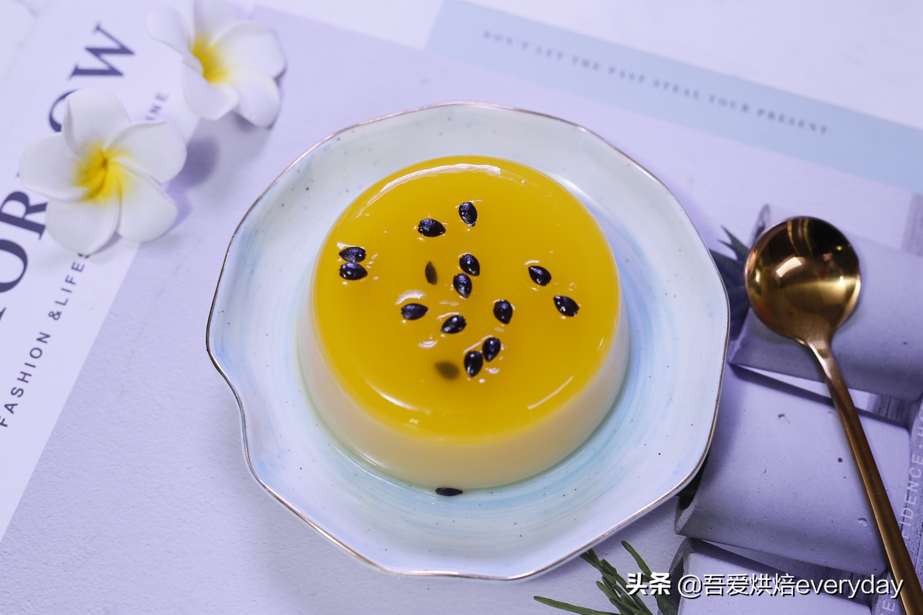 白凉粉百香果牛奶布丁,百香果布丁辅食