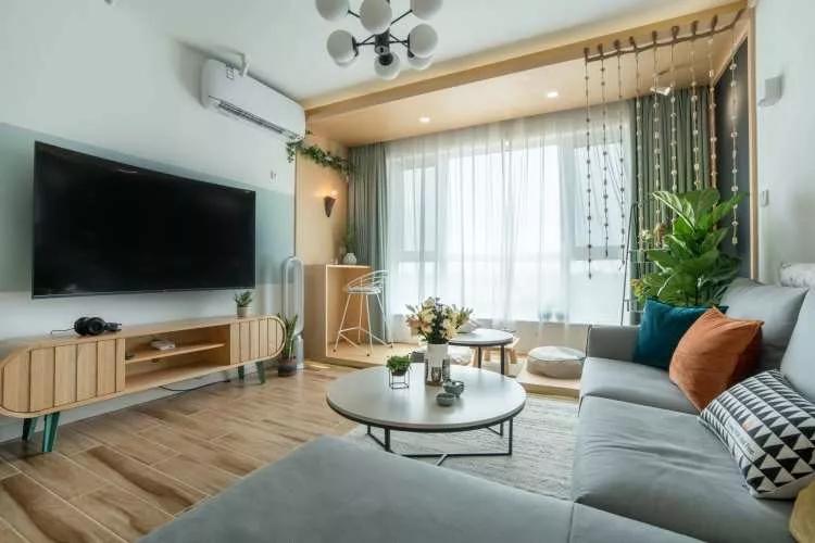 闺蜜家装的可真舒坦！大阳角玄关柜客厅装个假阳台，一进门就爱了