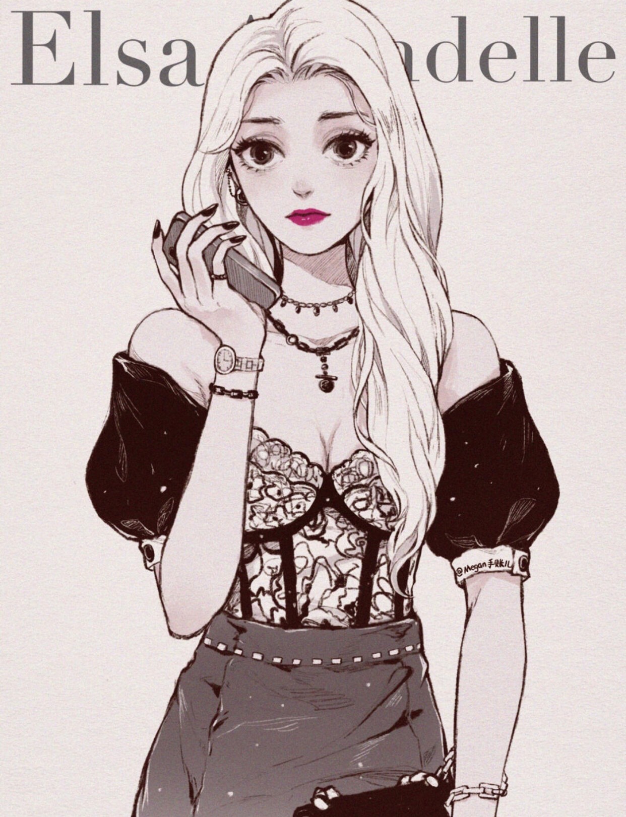 谁说黑+白很单调？素描画风的迪士尼公主，又甜又辣、超A街拍范