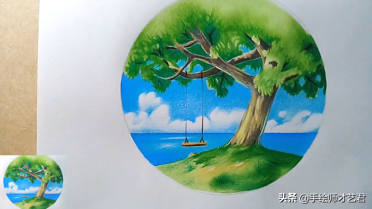 山水风景画彩铅绘画步骤教程,彩铅画风景画简单的教程