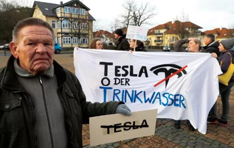 特斯拉德国工厂发生抗议活动,特斯拉位于德国柏林的超级工厂