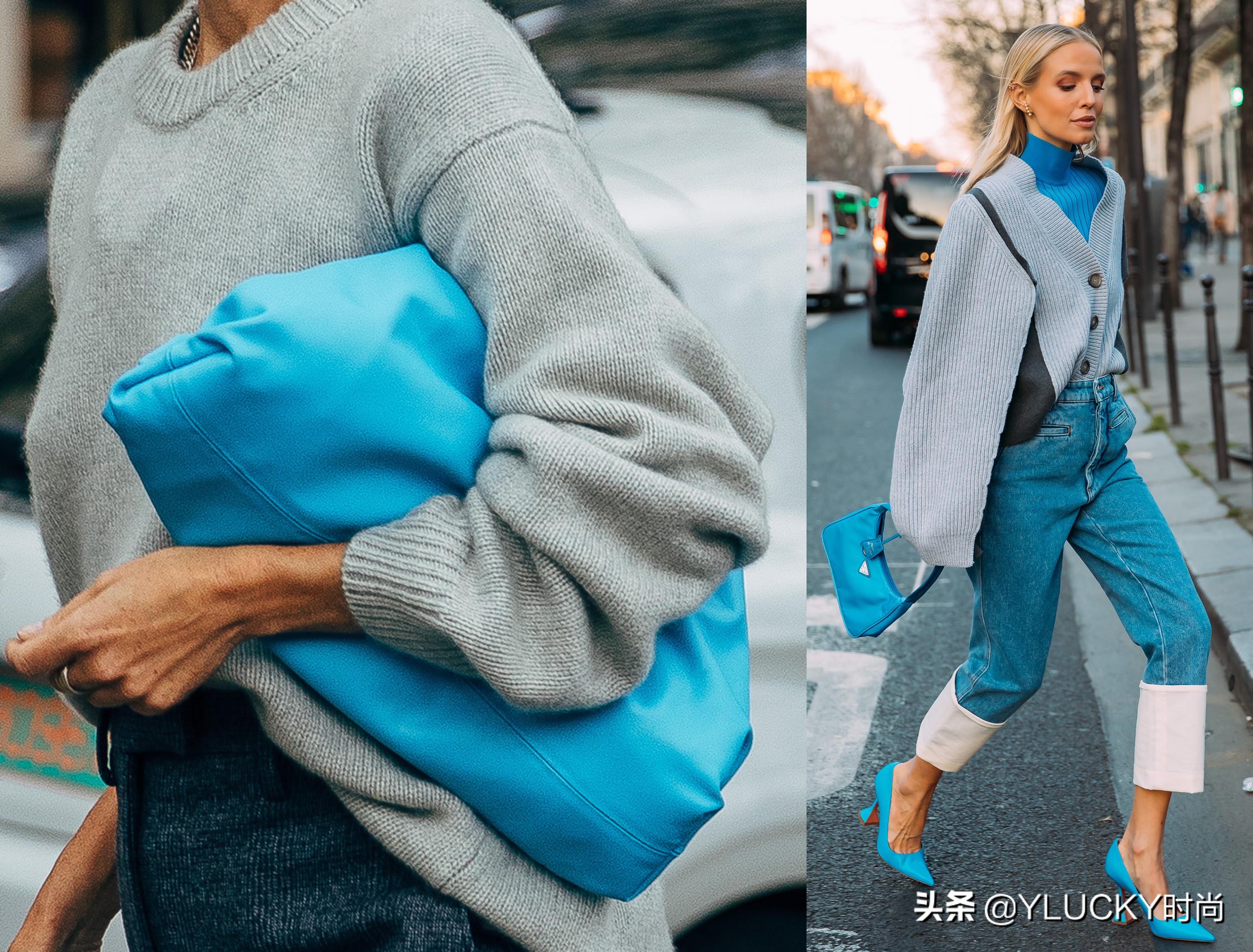 红配蓝复古风穿搭,以黑和灰为主的穿搭风格