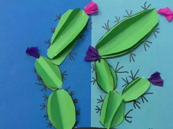 手工卡纸仙人掌盆栽幼儿园,仙人掌手工制作卡纸立体小学生