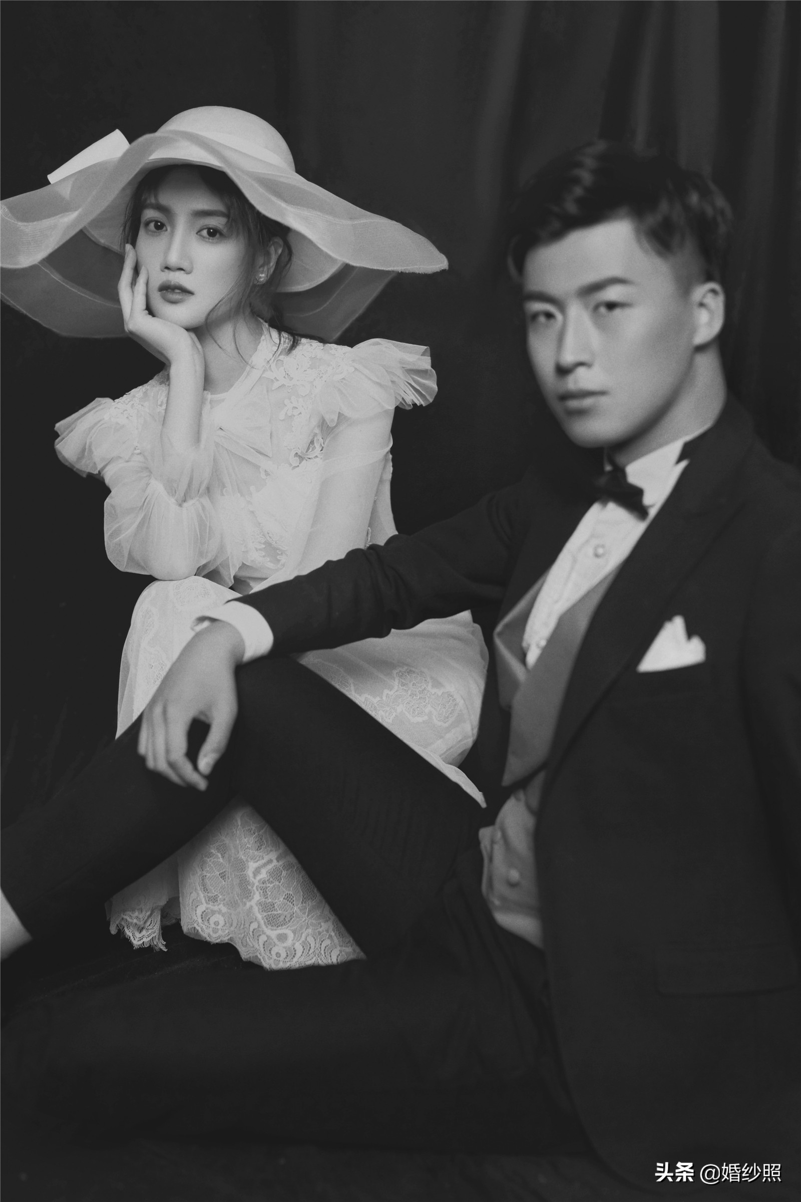 黑背婚纱照效果图,黑色调婚纱照古典