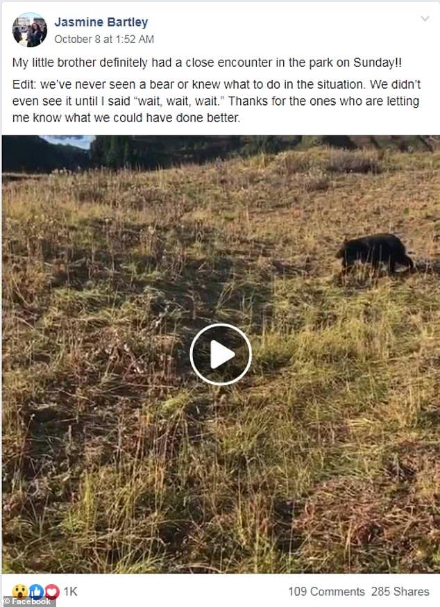 男子登山遇见黑熊还跟他打招呼,男子迷路走在山谷中见到黑熊